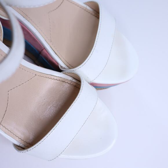 PRADA Southwest Suede Appliqué Platform Sandals Multicolor Wedge Women's 35.5 - Picture 6 of 11